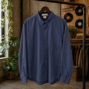 Doc & Amelia Navy Blue Button Down Shirt Mens 2XL Long Sleeve Workwear Boxy